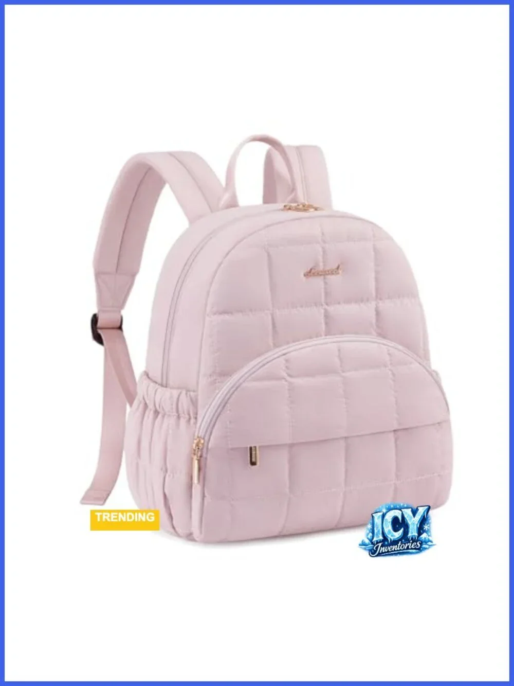 Quilted Puffer Mini Backpack Purse Women Anti-Theft Water Bottle Pockets